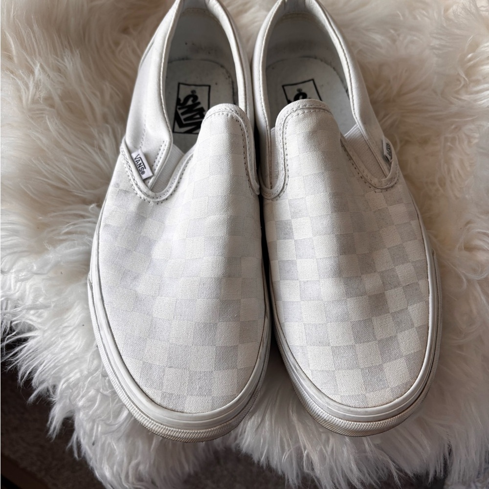 Vans White Checkered Slip-On Sneakers